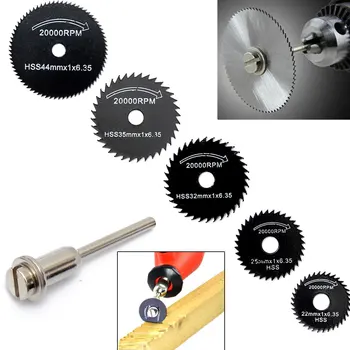 

5pcs/set High Speed Steel Circular Saw Blade Disk Wood Cutting Disc Metal Cutter Power Tool Kit Rotary Tool Drill Mandrel