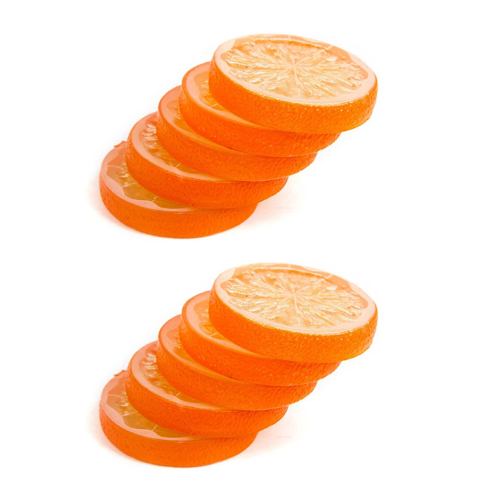 10 шт. пластик искусственный муляж лимона ломтики 5 см Смола поддельные искусственные фрукты модель для свадебной вечеринки орнамент кухня - Цвет: orange