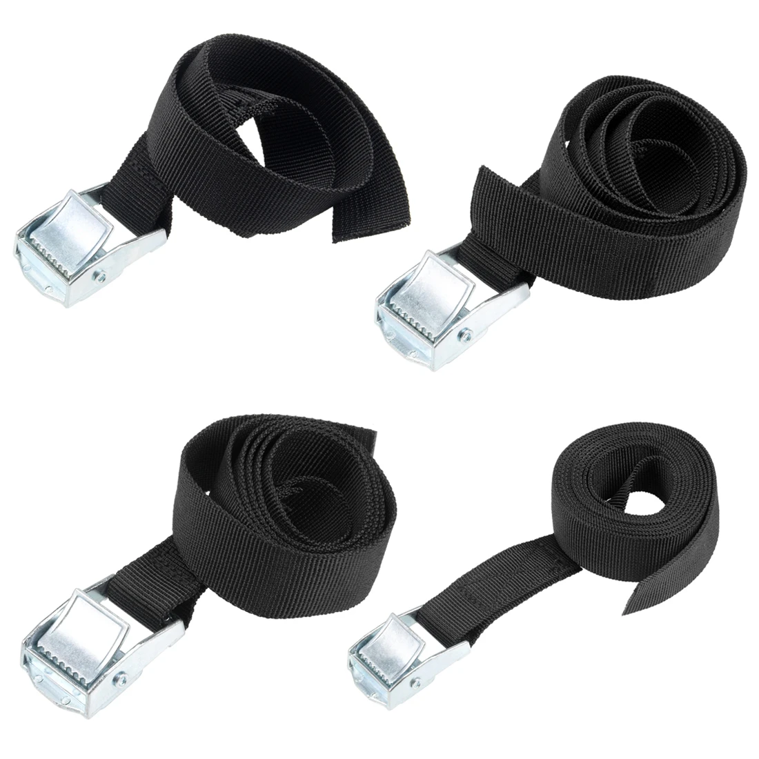 4Pcs Black uxcell 5M x 25mm Lashing Strap Cargo Tie Down Straps Cam Lock Buckle Up to 250Kg 