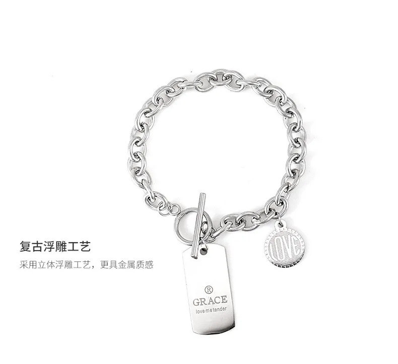 Браслеты и браслеты браслет Pulseira Feminina нержавеющая сталь с мужской женский панк хип-хоп ювелирные изделия ветер монета письмо кулон