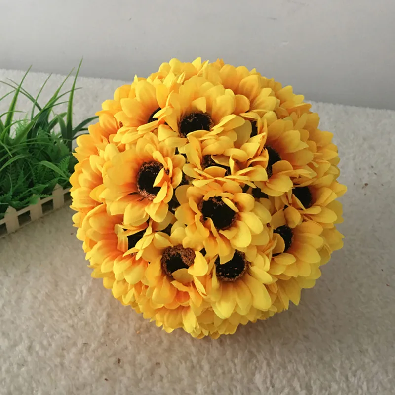 

10 "(25 см) моделирование, поцелуй, Мячи Желтый Искусственный Шелковый цветочный шар Craft Орнамент для супермаркета торгового центра Ha