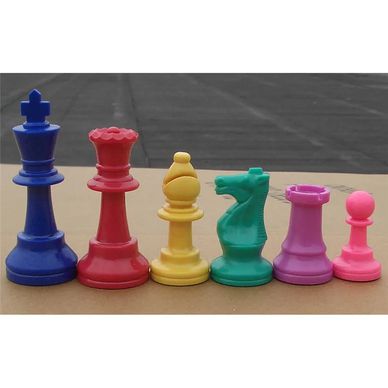Chess Pieces 17Pcs Colorful Plastic Chess Half Set King Height 97 mm Game Standard Medieval for Travel Games board game,table games,chess pieces and board,chess pieces