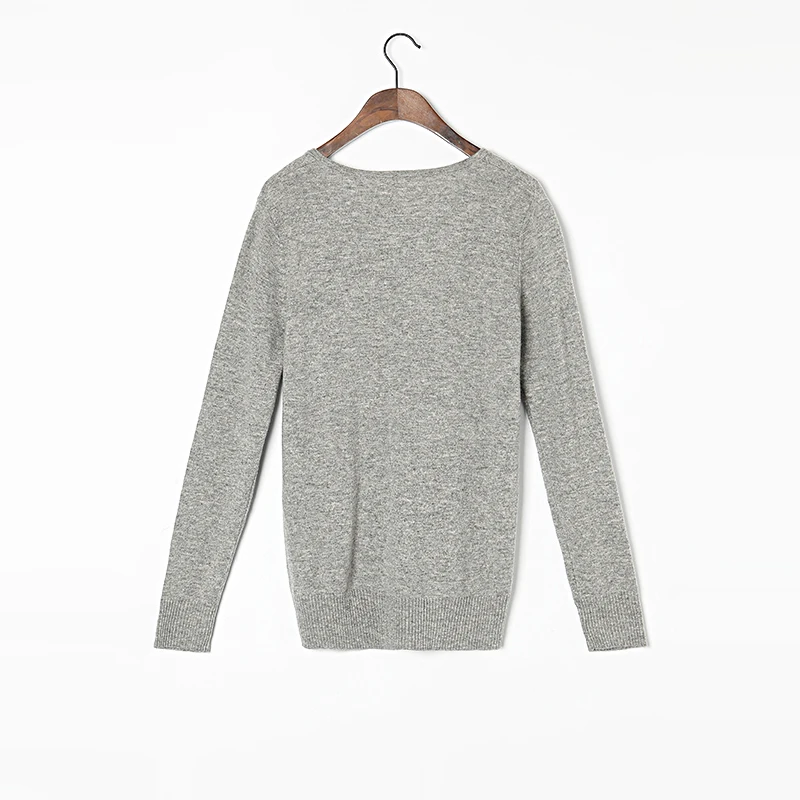 Кашемировый шерстяной свитер для женщин высокого качества с v-образным вырезом бежевый серый свитер пуловер Женский Теплый мягкий однотонный натуральный материал