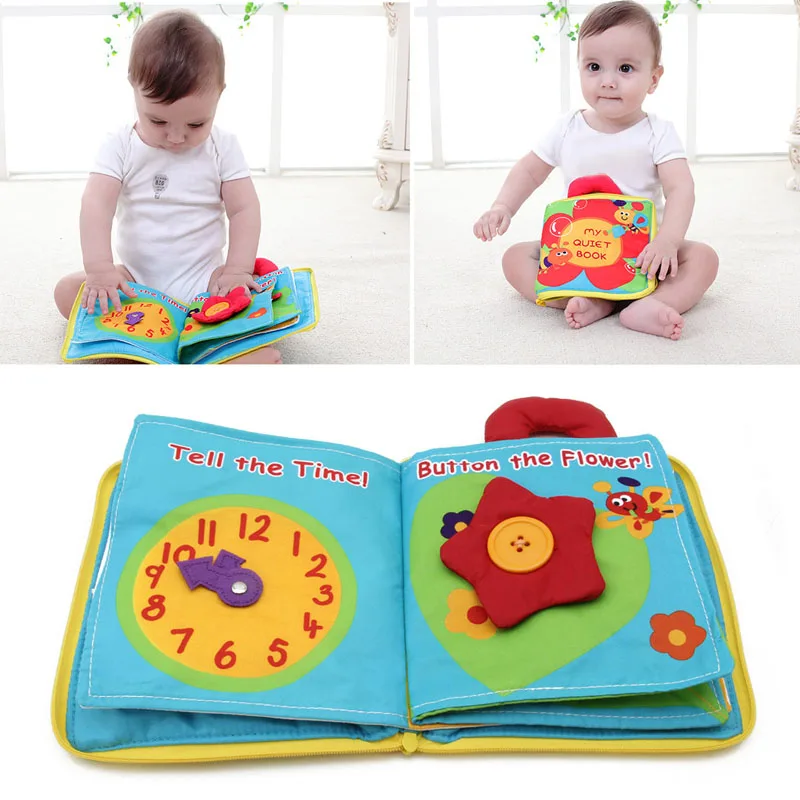 

6 page 12 face Soft Cloth Baby Boys Girls Books Rustle Sound Infant Educational Stroller Rattle Toys For Newborn Baby 0-12 month