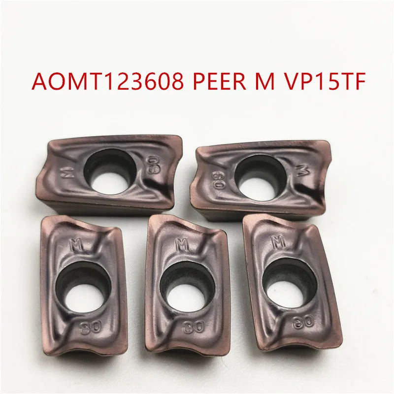100 шт. токарный инструмент AOMT123608 PEER M VP15TF высококачественный твердосплавный режущий инструмент AOMT 123608 CNC лицевой фрезерный нож карбидные инструменты