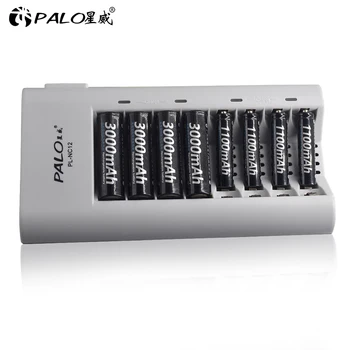 

PALO Charger Original C808W 8 Slots Charger For AA / AAA Ni-MH / Ni-Cd Batteries Intelligent Rechargeable Battery Charger EU/ US