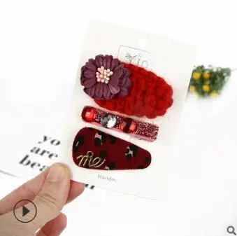50 компл./лот 3 шт./компл. DIY простой мульти Плюшевые Ботинки со стразами Заколки для волос костюмы цветы заколки для волос Инструменты для укладки волос аксессуары HA1688 - Цвет: 1