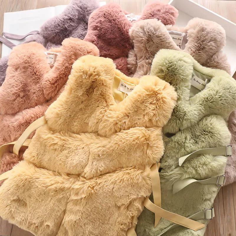 

Fall/winter Faux Fur Vest Girls Imitation Mink Velvet Waistcoat Wholesale