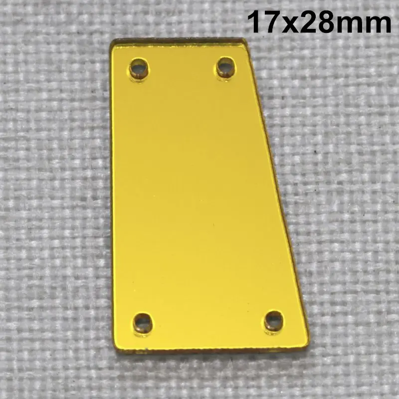 Золотое акриловое зеркало пришивные стразы DIY Flatback зеркальные акриловые пришивные стразы с отверстиями для шитья - Цвет: A28-17x28
