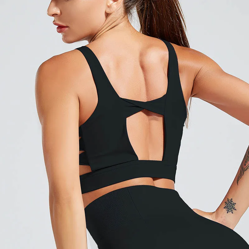 HEYJOE Sports Tank Top Women New Breathable Fitness Top Women Shockproof Sports Bra Workout Running Casual Wear Patchwork Top - Цвет: NS-W005 Black