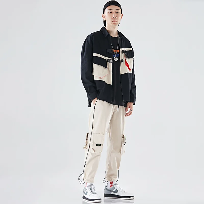 

[Jacket + Bib Overall] INS Origional Design Set Men's Workwear Jacket National Trends Bib Overall Casual Pants
