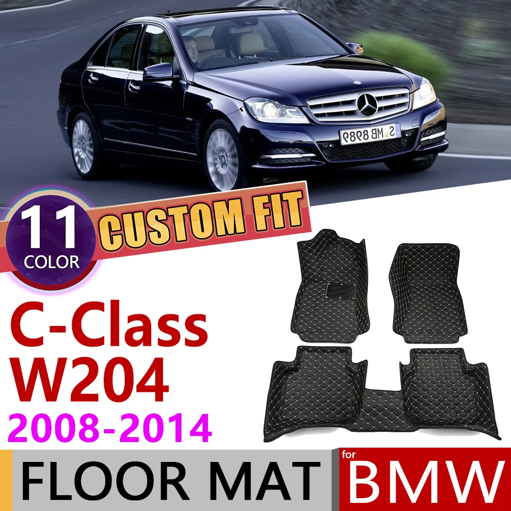 Кожаные автомобильные коврики на заказ для Mercedes Benz C Class W204 2008 ~ 2014 5 мест коврик ног