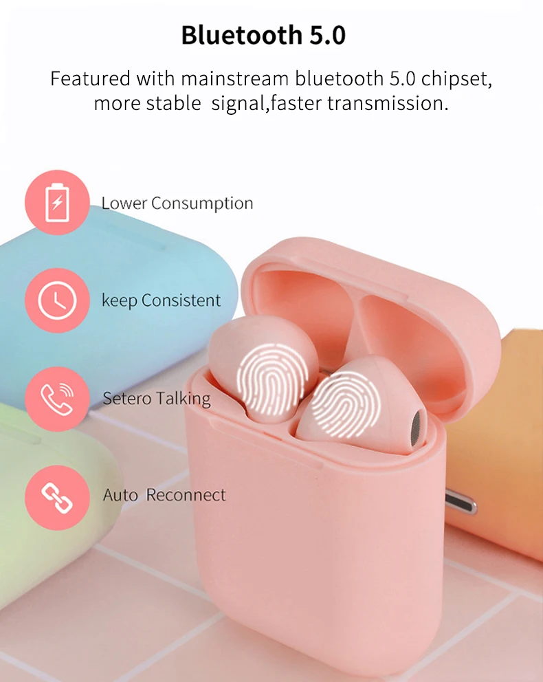 I12 TWS Bluetooth 5,0 наушники сенсорные беспроводные наушники в стручках 12 стерео игровая гарнитура для iphone huawei Xiaomi наушники
