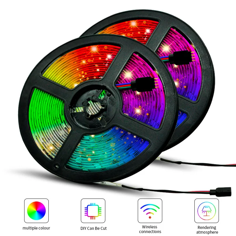  Tiras de luces LED USB Control infrarrojo RGB SMD2835 DC5V 1M  2M 3M 4M 5M Lámpara flexible Diodo TV Fondo Iluminación luces LED (Color  emisor: IR 2835 5V, Longitud: 6.6 ft) 