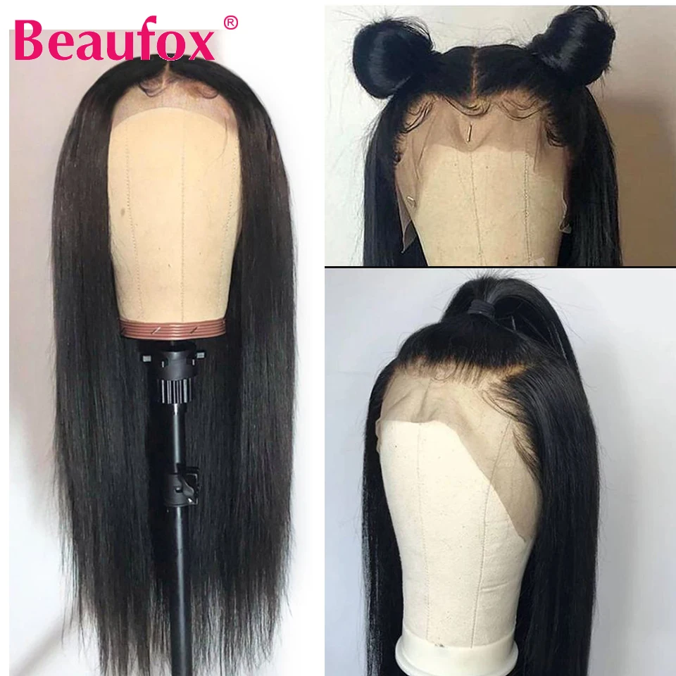 Beaufox перуанские прямые волосы кружевные передние человеческие искусственные