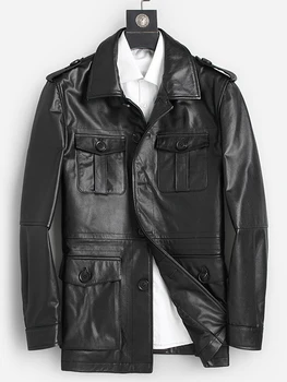 

Genuine Leather Jacket Men Spring Autumn 100% Cow Leather Coat Casual Windbreaker Veste Cuir Homme 91L8813 KJ4287