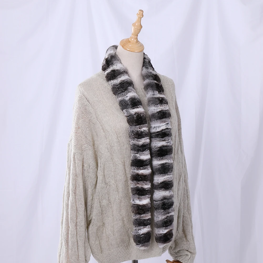 Highend Quality Women's Genuine Real Chinchilla Fur Scarf Scarves Boa Scarf Natural Color Lady Fashion Wraps Neck Warmer