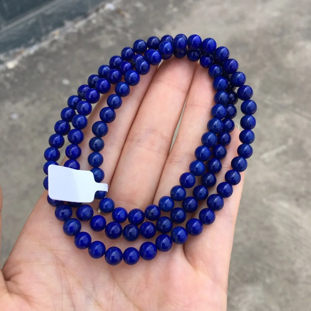 Браслет lapis натуральный синий лазуритовые бусины Lapis 6,5 мм 41,4 г многослойный браслет Lapis для женских изысканных фасонных украшений
