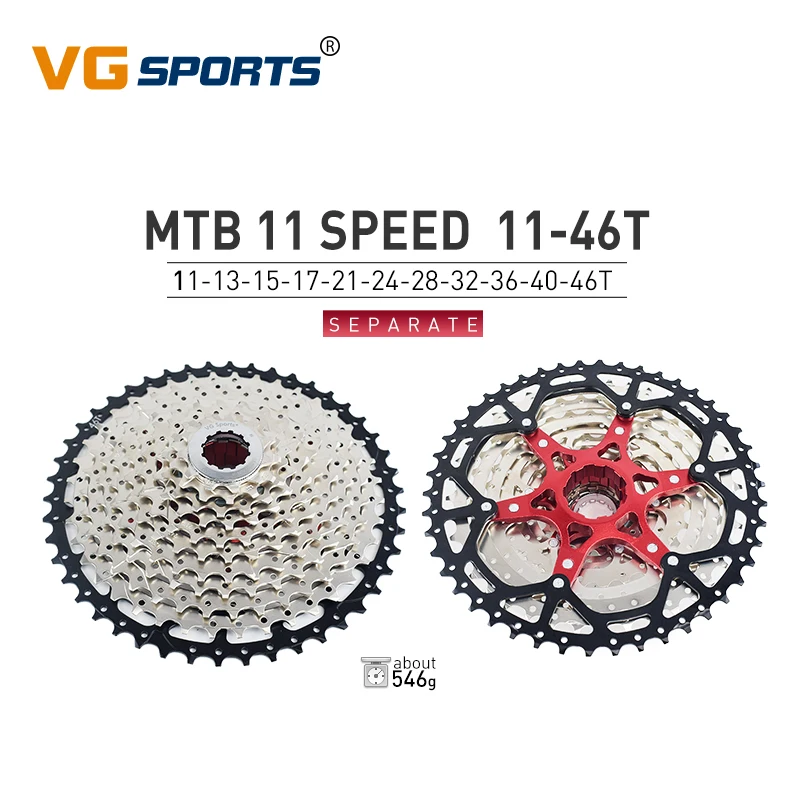 VG sports N 10 11 12 скоростей MTB велосипед свободного хода отдельный сверхлегкий алюминиевый сплав кассета велосипед Колесо кронштейн звездочка - Цвет: 11s  46T