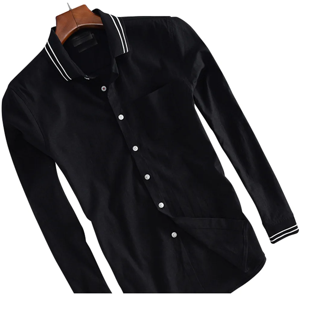 Camisa Masculina Мужская винтажная однотонная льняная Однотонная рубашка с длинными рукавами в стиле ретро рубашки модные мужские облегающие рубашки