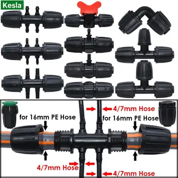 

KESLA 2PCS 16mm 1/2'' PE Pipe Connector Splitter Tee Coupling w/ Thread Lock to 4/7mm 3/5mm Hose Garden Watering Drip Irrigation