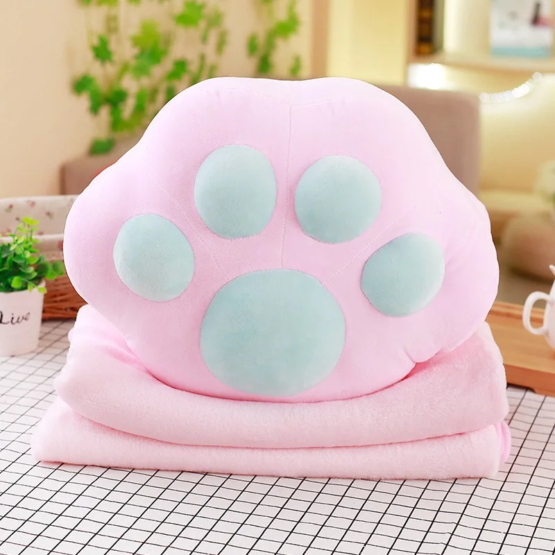 Creative body pillow dog claw soft plush toy multi-function pillow with blanket office nap vs pink travel pillow wedding decora