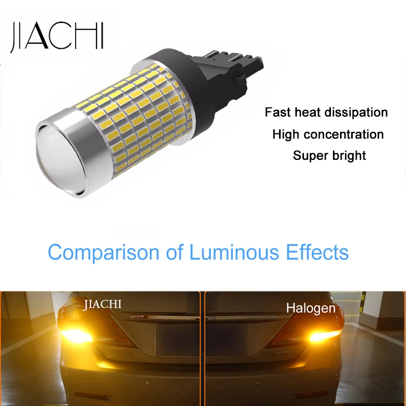 JIACHI 100 шт.; ; детское нижнее белье T25 3156 3157 P27/7 W светодиодный автомобильный светильник 3014SMD 144 светодиодный s для поворотных сигналов светильник s супер яркий белый DC12-24V