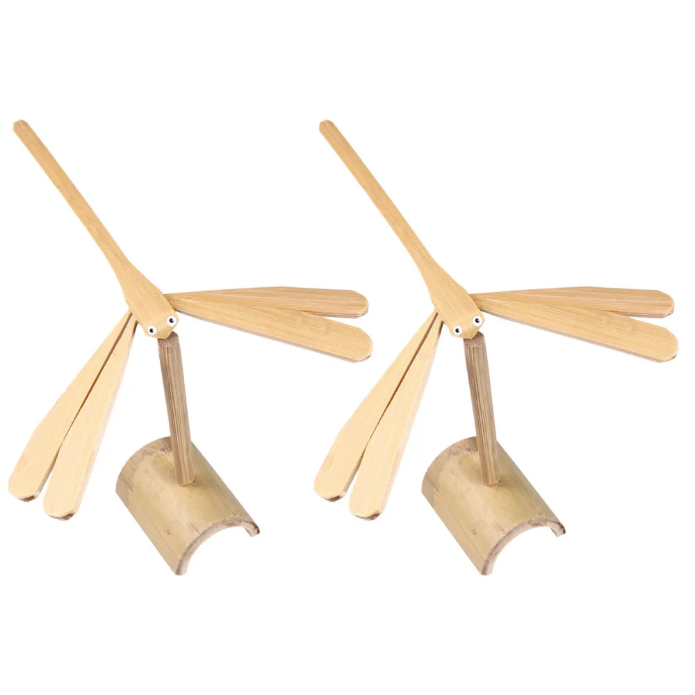 

2PCS Bamboo Dragonfly Toys Creative Balance Toy Educational Prop Scientifical Display Model for Kids