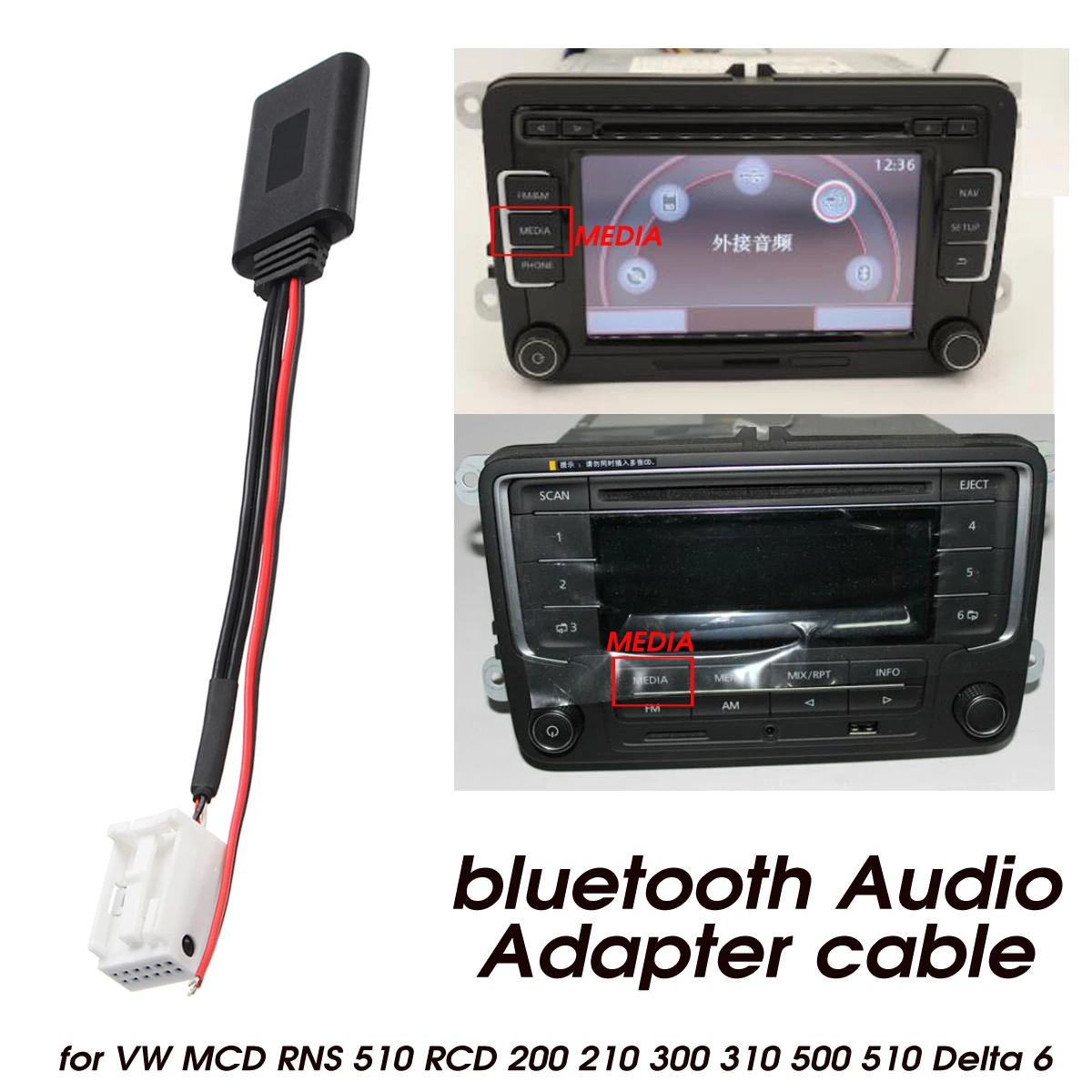 Bluetooth аудио адаптер кабель для VW мкд RNS 510 RCD 200 210 310 500 510 Дельта 6 Автомобильная электроника Аксессуары