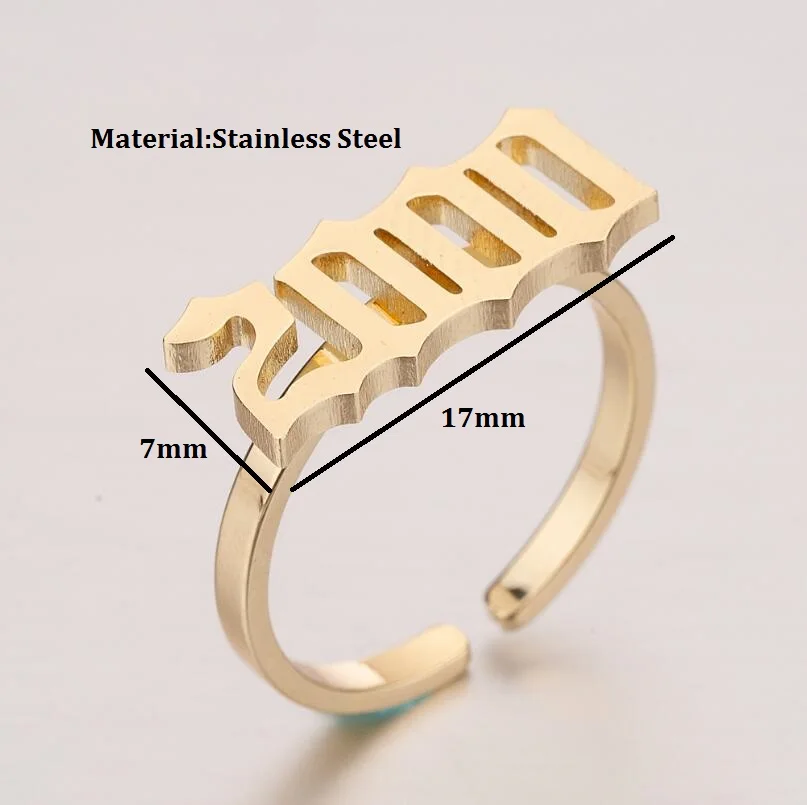 Gold Rings Punk Rings Stainless Steel Rings Finger Rings Metal Rings Oly2u Punk 1994 1995 1996 Gold Color Rings Stainless Steel Personalize Number Year Open Rings Bague Friends Birthday Jewelry