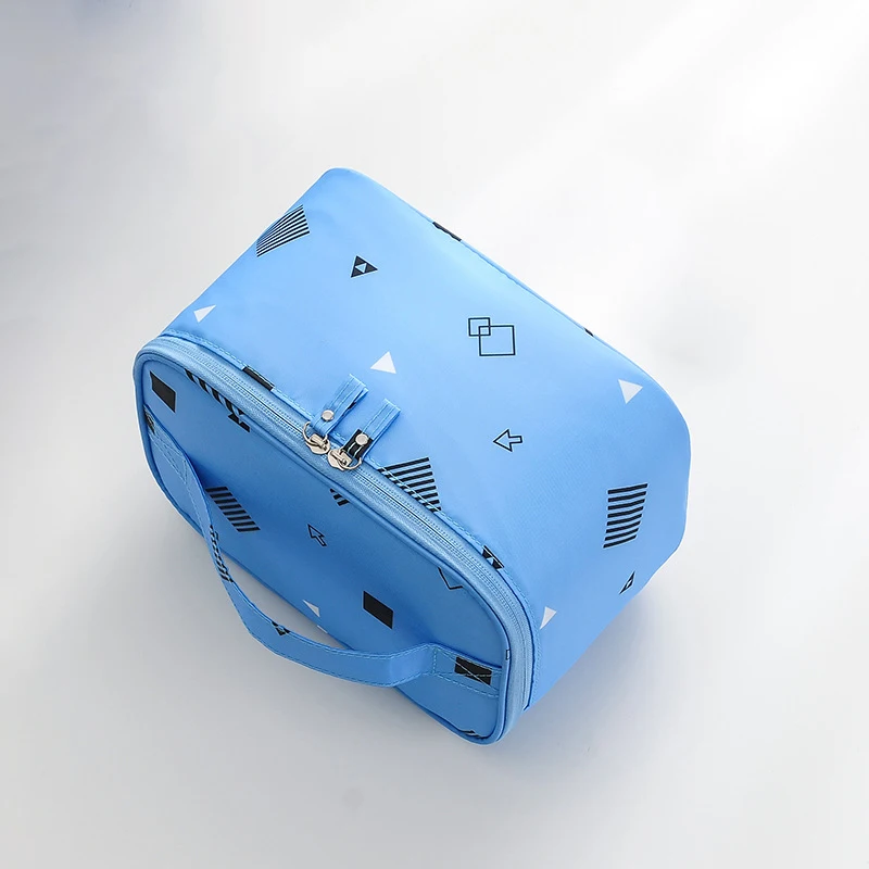 Geometric blue Косметичка-органайзер для туалетных принадлежностей, женская сумка для путешествий, качественная косметичка, Корейская маленькая косметичка для ленивых, косметичка, чехол - Цвет: Geometric blue