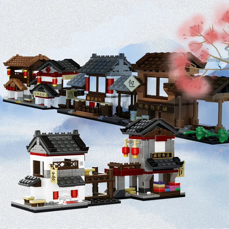 

Chinatown Model 6 type of Street view Chinese Architecture Building Blocks DIY brick Educational Toy
