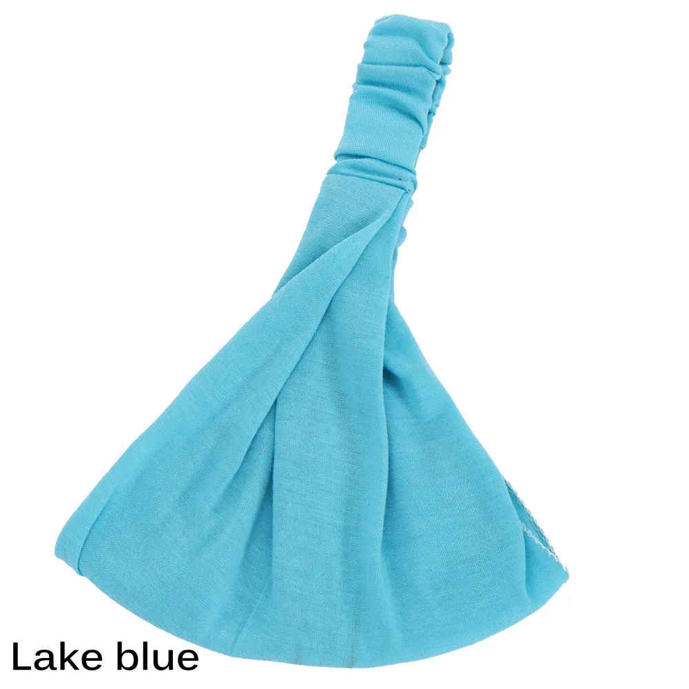 Lake Blue 1 шт. Для женщин эластичное оголовье однотонная широкая повязка для волос повязка на голову для йоги резинка для волос, тюрбан спортивный головной Обёрточная бумага для укладки волос Аксессуары для одежды инструменты - Цвет: Lake Blue