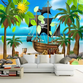 

Custom Self-Adhesive Waterproof Mural Wallpaper 3D Seascape Children's Room Cartoon Background Wall Sticker Removable Wallpapers