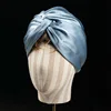 Double Layer 100% Real Silk Sleeping Caps Adiustable Knotted Women Night Bonnet Satin Hair Wrap Elastic Head Cover for Long Hair 5