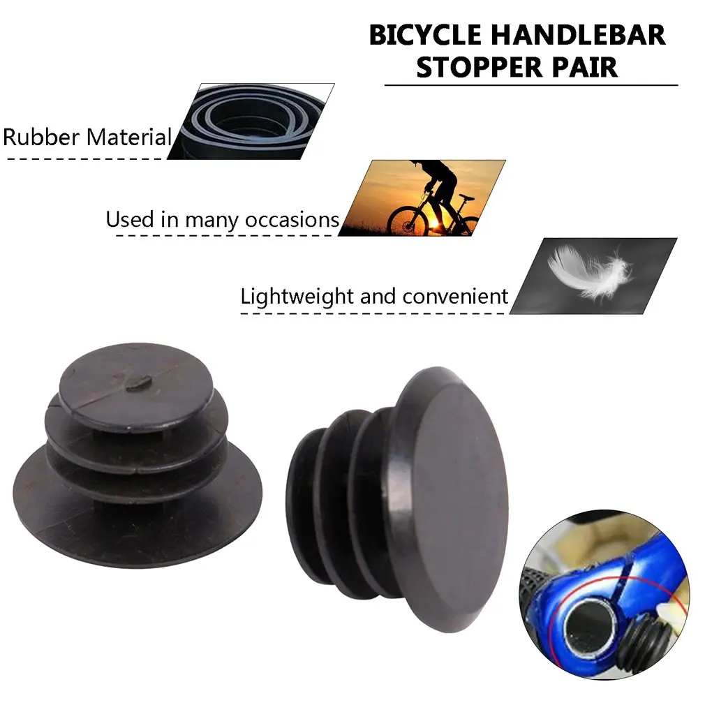 1 Pair Bike MTB Mini Rubber Grip Handlebar Bar End Plugs Stoppers Caps