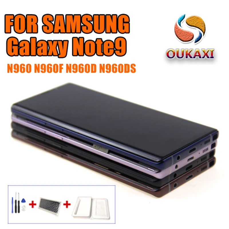 Super AMOLED для samsung Galaxy Note 9 Lcd дисплей кодирующий преобразователь сенсорного экрана в сборе N960 N960F N960D N960DS lcd с рамкой