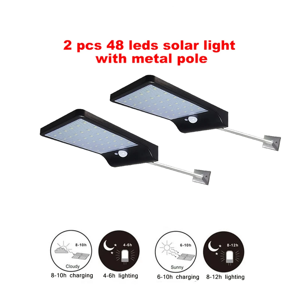 

2/4pcs 48LED Solar Power Street Light PIR Motion Sensor Wireless Wall Lamp Garden Security Lamps Outdoor Waterproof Luminaria se