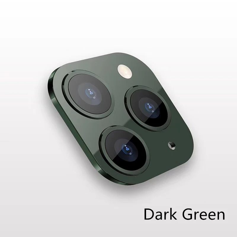 Dark Green Обновленный металлический алюминиевый защитный чехол для объектива камеры, чехол для iPhone X Xs Max XR, поддельные секунды, замена на 11 Pro, задняя наклейка на рассеиватель - Цвет: Dark Green