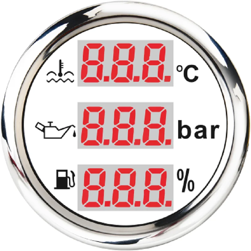 52 мм водонепроницаемый универсальный 3 в 1 Многофункциональный цифровой датчик температуры воды Уровень масла давление масла с сигнализацией 9-32 в