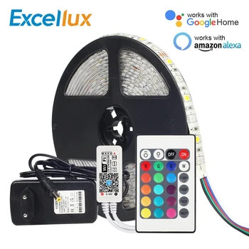 

300LEDs LED Strip 5050 5M 60LEDs/m IP20/IP65 Waterproof RGB RGBW RGBWW LED Strip+24key WIFI controller+12V Adapter Smart home
