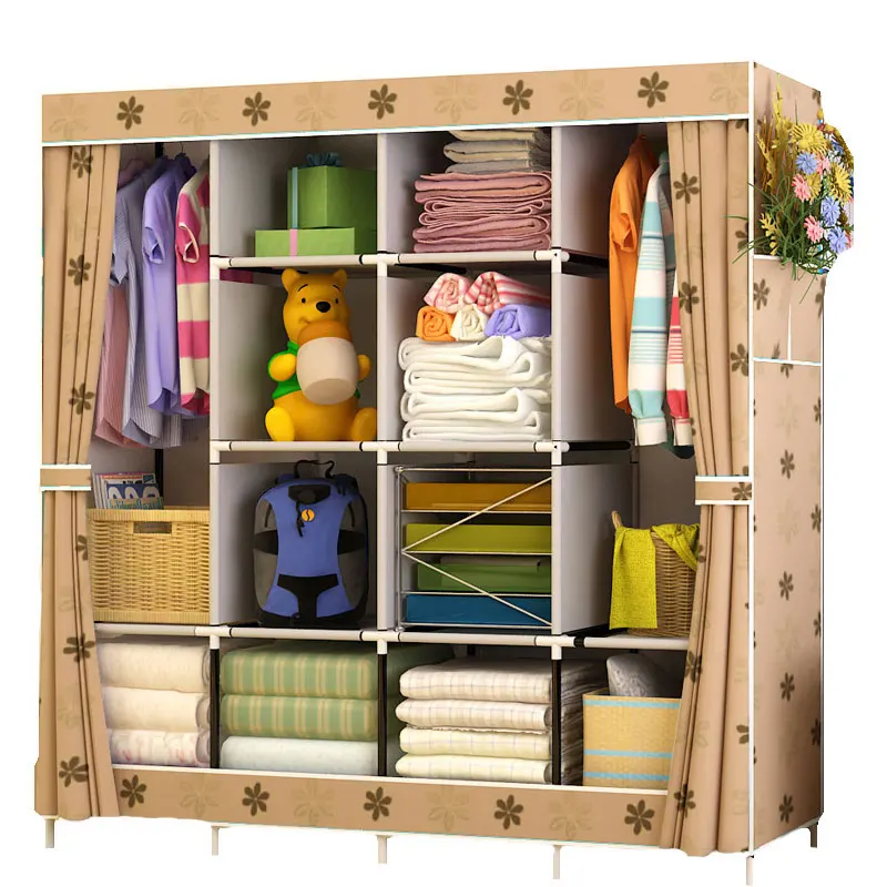 

Best Price Reinforcement Large Wardrobe Cloth Wardrobe Fabric Closet Folding Clothing Storage Cabinet Dustproof Wardrobe