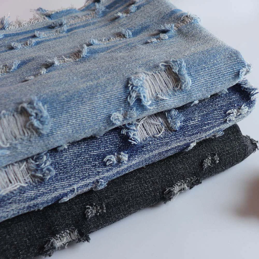 50X150cm Blue Jeans Fabric With Broken Holes For Sewing Pants Jackets Blazer Fashion Denim DIY Textiles Garment Materials Telas | Дом и сад