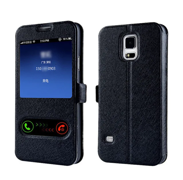 Black Флип-кейс для Samsung Galaxy J1 J3 J5 J7 A8 A6 Plus Grand Prime S7 S6 Edge S5 Smart View Window Wallet кожаные чехлы - Цвет: Black