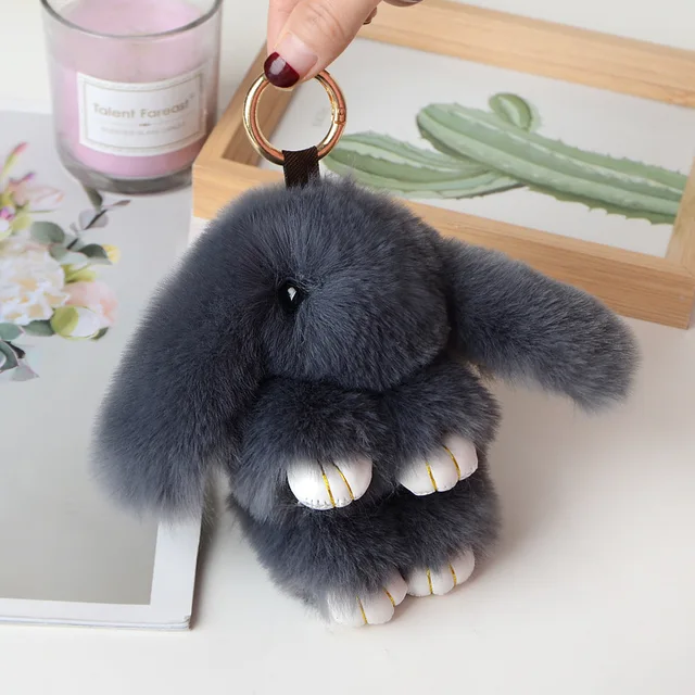 Pure Fluffy Real Rabbit Fur Pompon Bunny Keychain Trinket Women Toy Pompom Rabbit Key Ring On Bag Car Key Chain Jewelry Gift 4