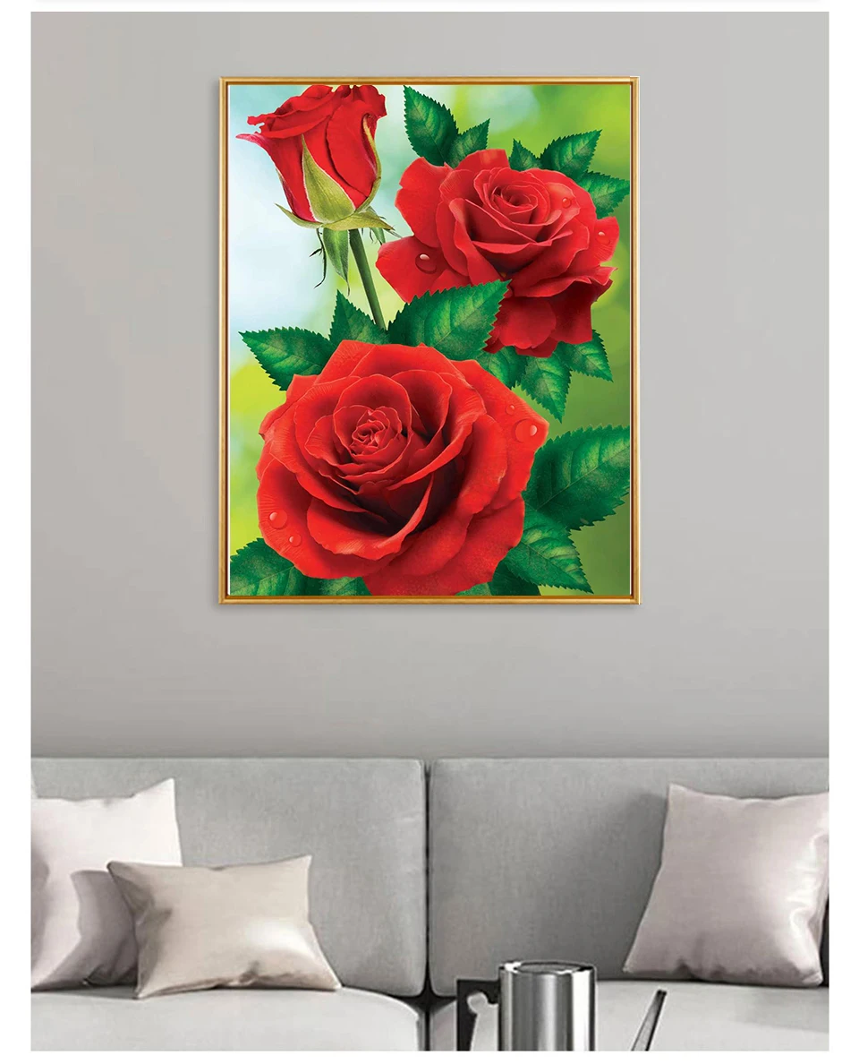 5D DIY Diamond Painting Flowers Vase Cross Stitch Kit Full Drill Embroidery Mosaic Rose Art Picture Of Rhinestones Gift Decor