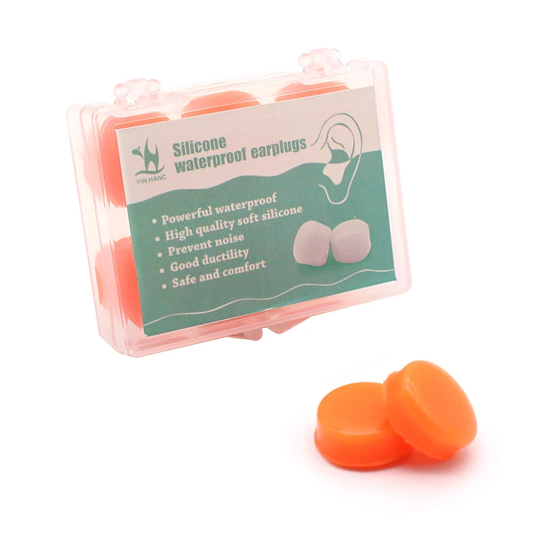 Шумоподавление силиконовые водонепроницаемые затычки для ушей мягкие плавающие наушники для сна путешествия узнать слуховую защиту душа 6 шт./кор - Цвет: Orange