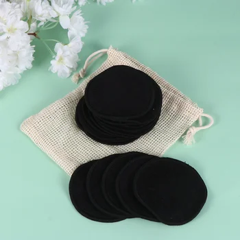 

1 Set of Makeup Remover Pads Bamboo Fiber Facial Cleaning Pads Double Layers Reusable Face Cushion with a Mesh Bag and a Box Bla