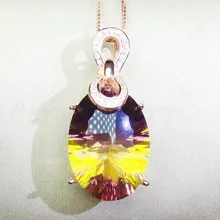 Ювелирное изделие ожерелье Аметрин подвеска 8.5CT большой драгоценный камень Серебро 925 пробы для мужчин или женщин Q910264
