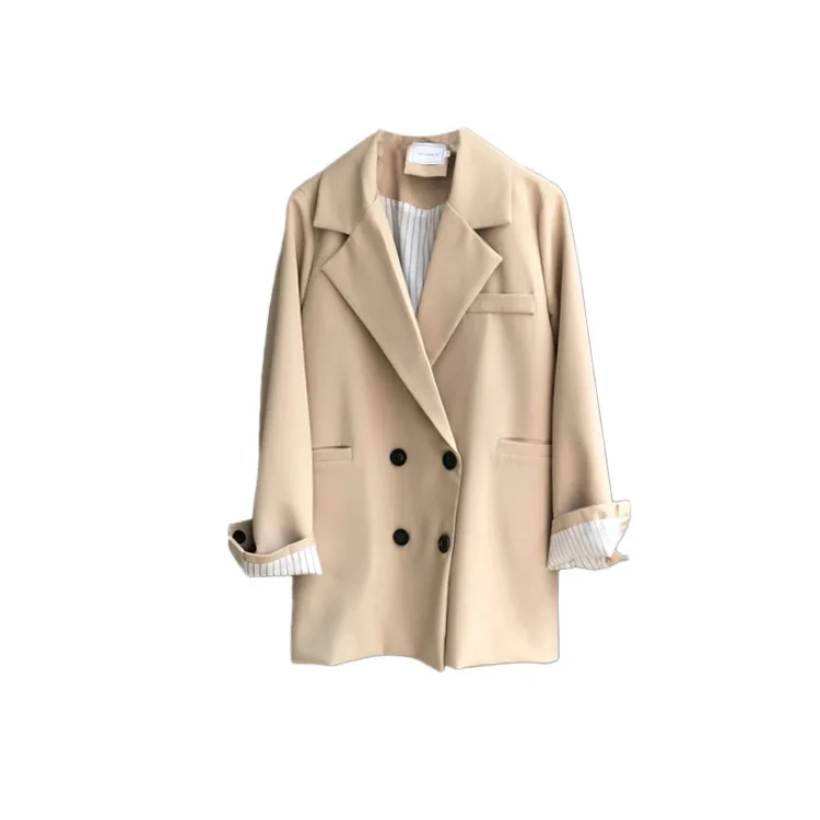 Женский двубортный костюм с отворотом куртка для коротких поездок 2019|Пиджаки| |